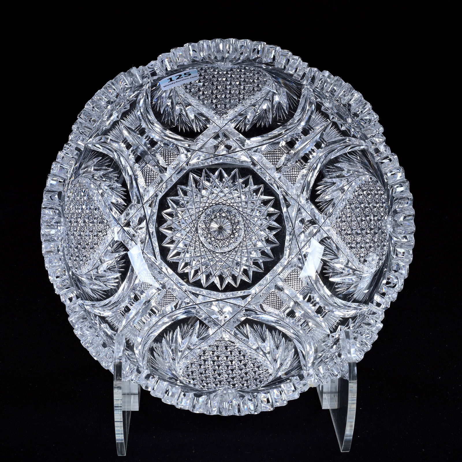 Bowl, American Brilliant Cut Glass, Heart Pattern Attributed To Pitkin And Brooks (1 of 3)