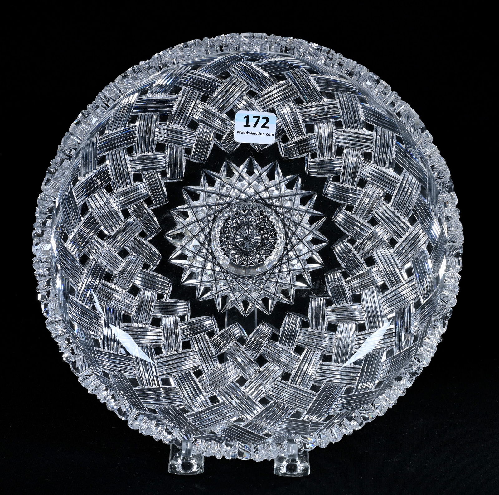Low Bowl, American Brilliant Cut Glass, Signed Fry Basketweave Pattern (1 of 4)