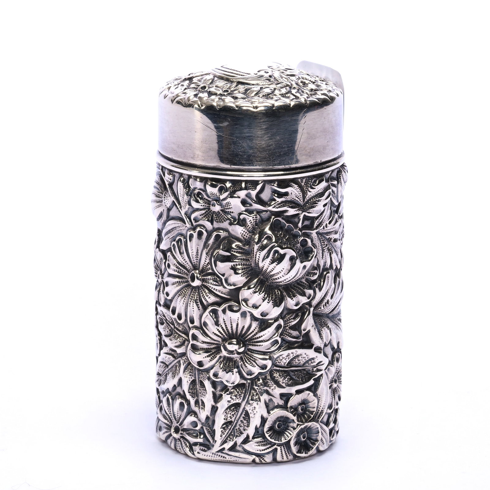 Talcum Shaker, Covered, American Brilliant Cut Glass, Solid Sterling Silver Marked Gorham #893 (1 of 5)