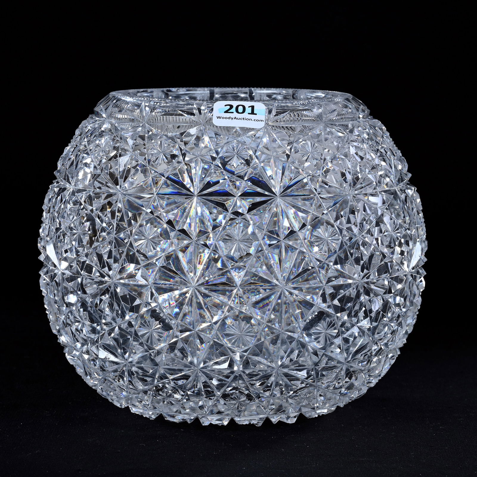 Rose Bowl, American Brilliant Cut Glass, Russian Pattern With Star Cut Buttons (1 of 3)