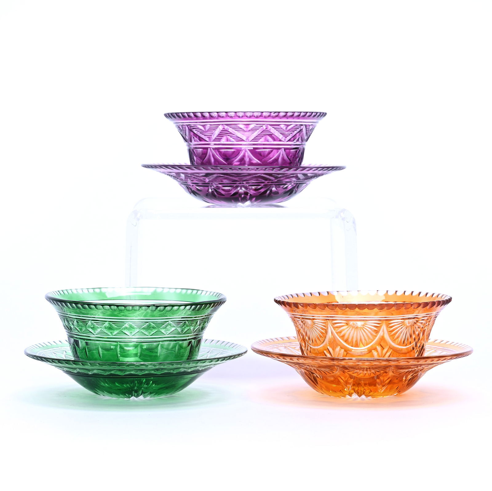 (3) Ramekins/Underplates, BPCG, Color Cut To Clear, Attributed To Stevens And Williams (1 of 3)