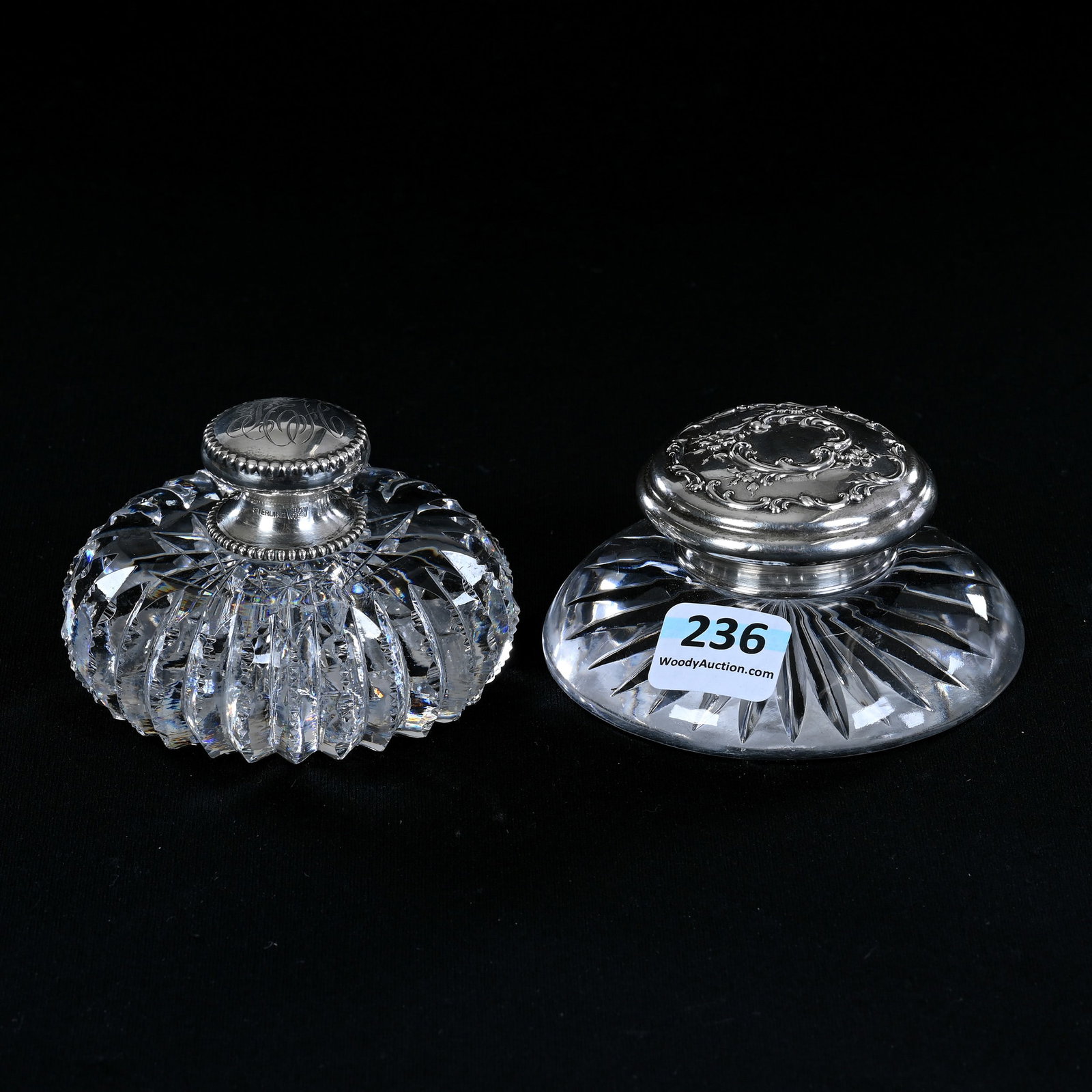 (2) Paperweights With Sterling Silver Finials, American Brilliant Cut Glass (1 of 6)
