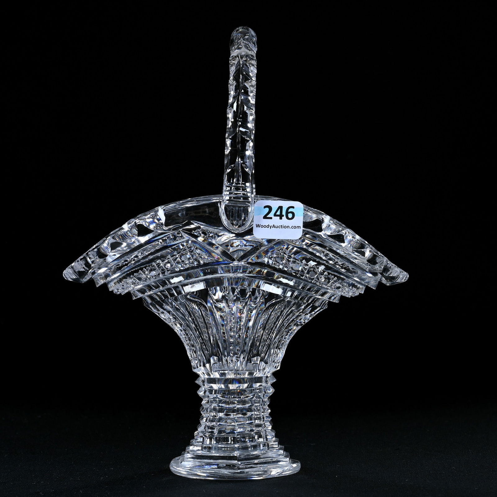 Basket, American Brilliant Cut Glass, Cane, Prism And Long Thumbprint Design (1 of 3)