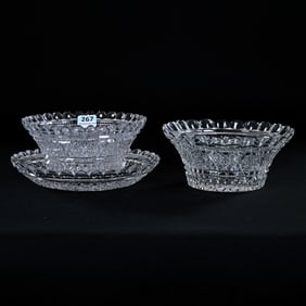 Mayonnaise Bowl/Underplate, American Brilliant Cut Glass, Aberdeen Pattern By Jewel Cut Glass