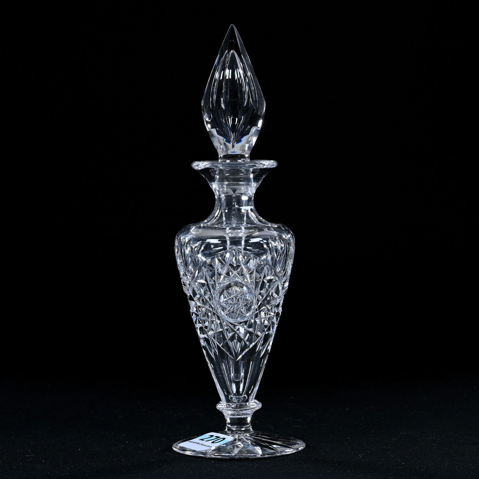 Pedestal Perfume Bottle, American Brilliant Cut Glass, Hobstar, Vesica, Strawberry Diamond And Fan (1 of 3)