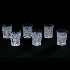 (6) Tumblers, American Brilliant Cut Glass, Electra Pattern By Straus