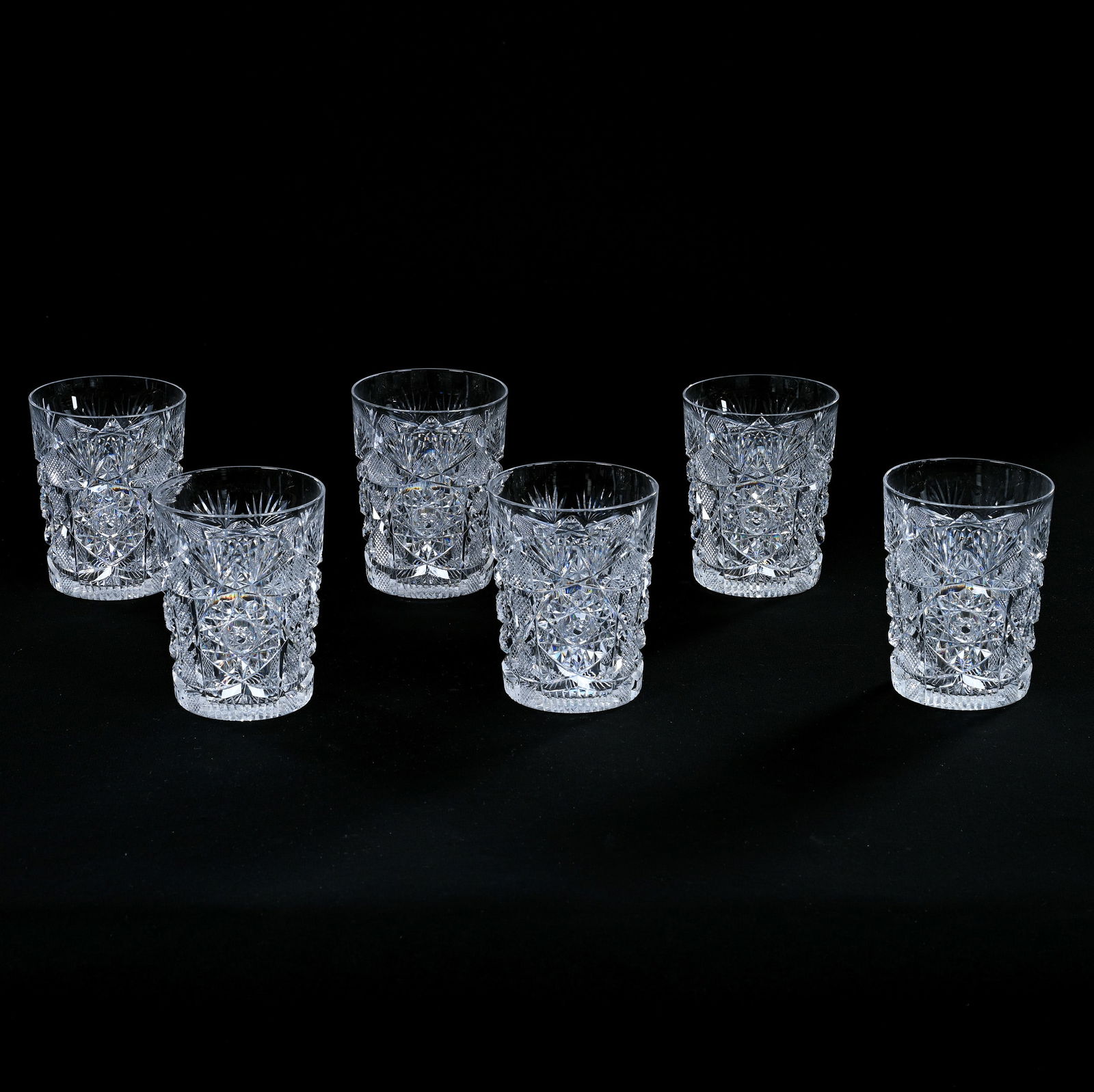(6) Tumblers, American Brilliant Cut Glass, Electra Pattern By Straus (1 of 3)