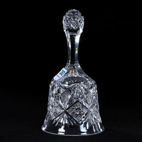 Dinner Bell, American Brilliant Cut Glass, Hobstar, Strawberry Diamond And Fan Motif