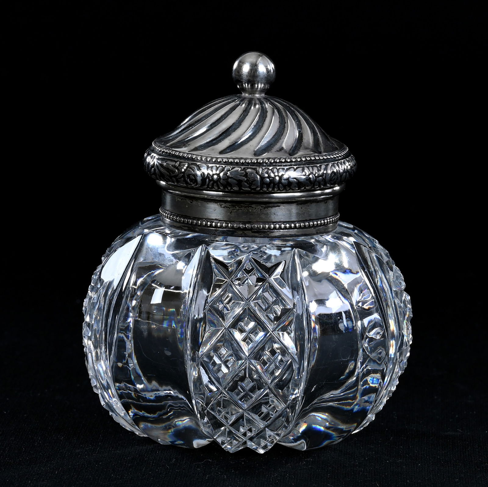 Inkwell, American Brilliant Cut Glass, Alternating Columns Of Crosscut Diamond And Pillar (1 of 5)