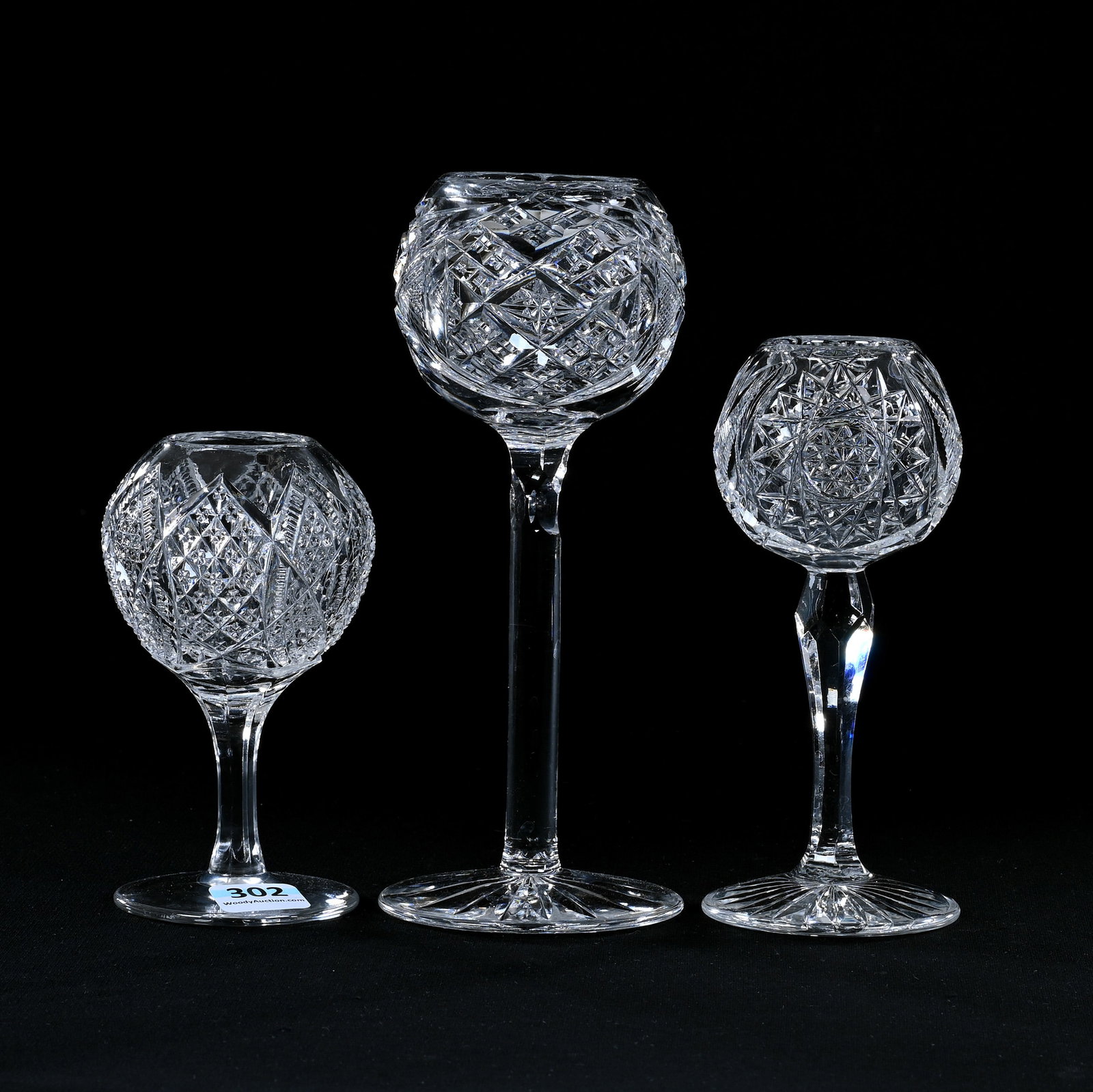 (2) Violet Globes, American Brilliant Cut Glass: (2) Violet Globes, American Brilliant Cut Glass, N/a, (1) 7.25" x 3" Crosscut Diamond, Strawberry Diamond And Fan Motif, (1) 5.5" x 2.5" Hobstar And Fan Motif, Both With Ray Cut Base, Selling With (1)