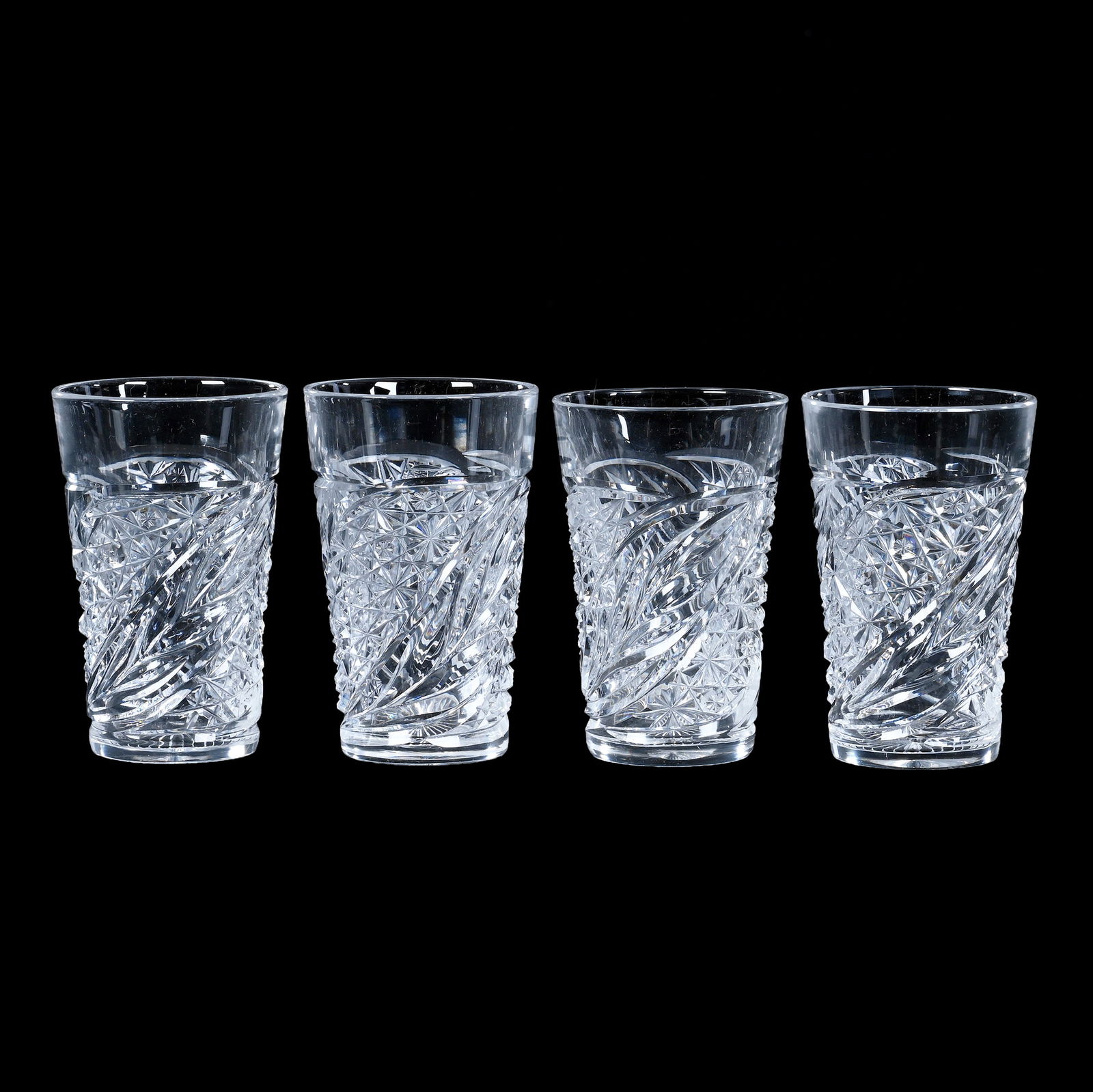 (4) Juice Glasses, American Brilliant Cut Glass, Wheat Pattern By J. Hoare (1 of 3)