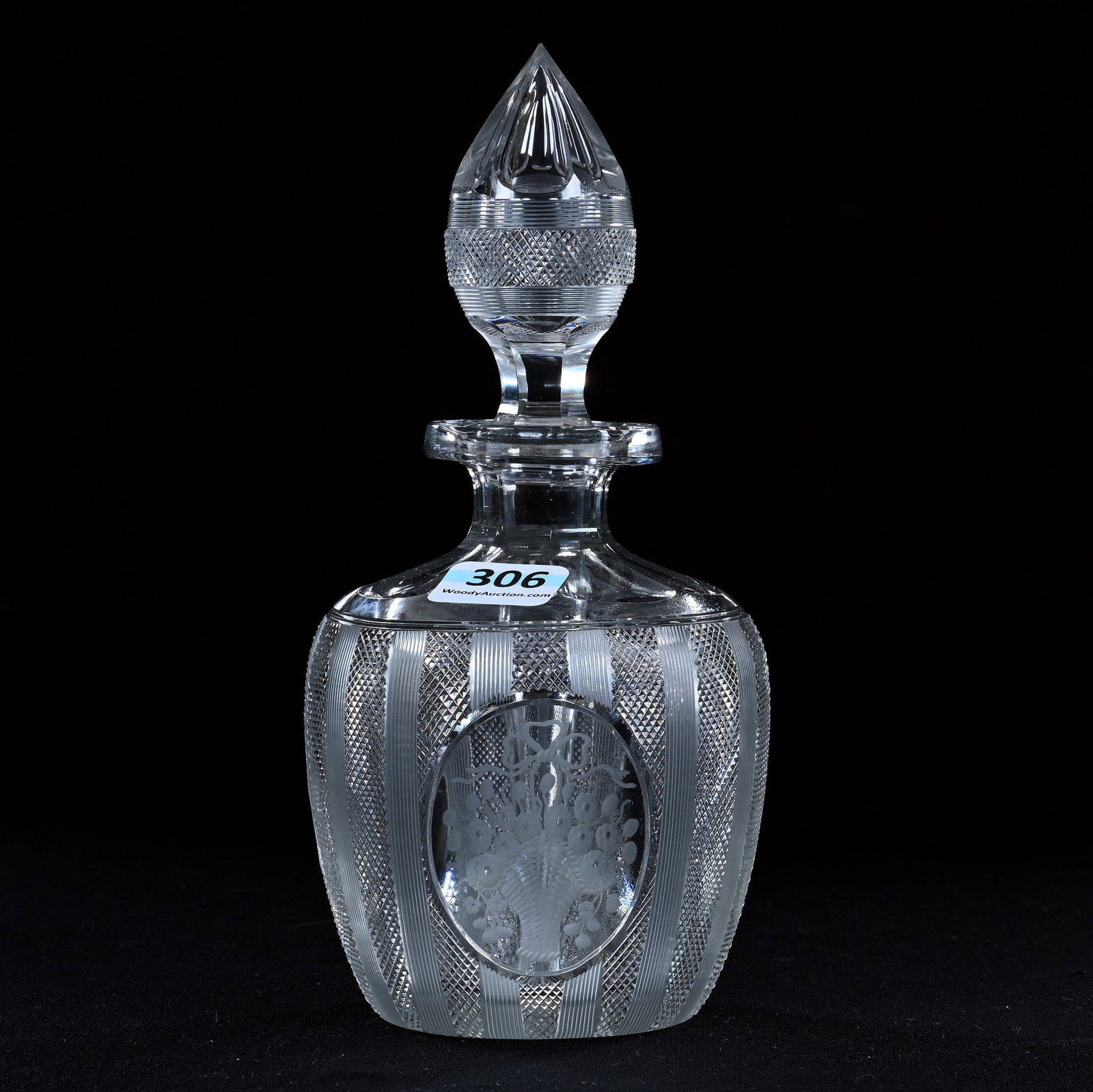 Perfume Bottle, American Brilliant Cut Glass, Signed Hawkes Sheraton Pattern (1 of 3)