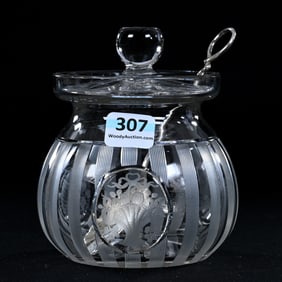 Marmalade Jar, American Brilliant Cut Glass, Signed Hawkes Millicent Pattern
