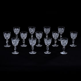 (13) Cordial Stems, American Brilliant Cut Glass, Signed Sinclaire Prince Albert Pattern