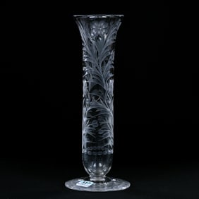 Pedestal Vase, American Brilliant Cut Glass, Signed Tuthill, Pattern Resembles Primrose