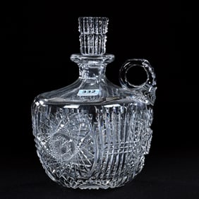 Rum Jug, American Brilliant Cut Glass, Diadem Pattern By Meriden