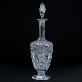 Pedestal Decanter, BPCG, Hobstar, Drape, Strawberry Diamond, Crosscut Diamond And Prism Motif