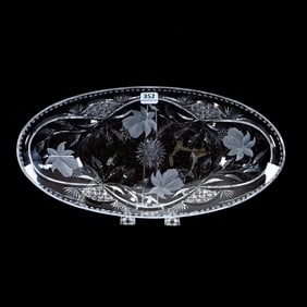 Celery Tray, American Brilliant Cut Glass, Signed Sinclaire Fuchsia Pattern