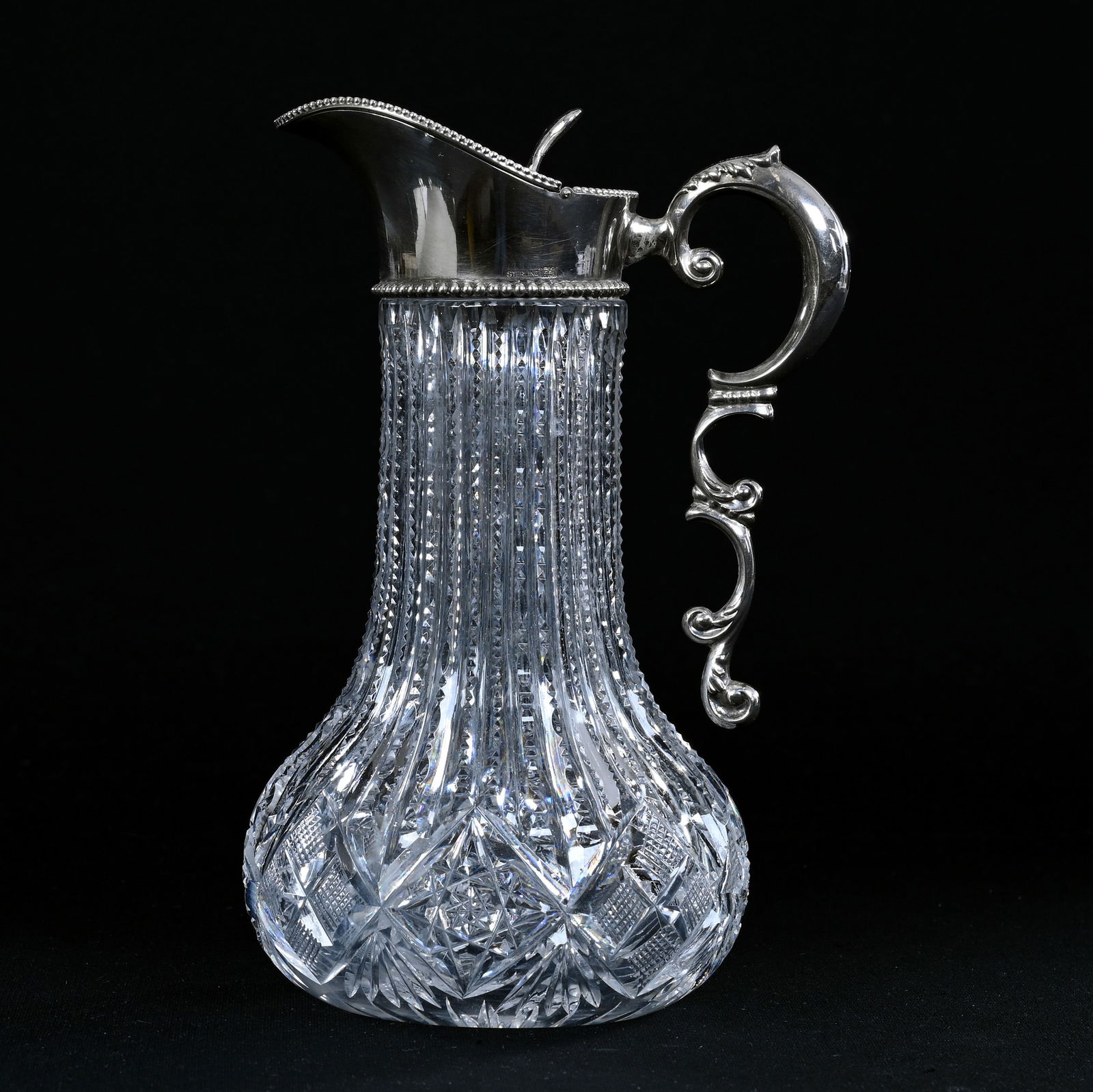 Syrup Pitcher, American Brilliant Cut Glass, Prism Cut Body With Hobstar, Strawberry Diamond And Fan (1 of 6)