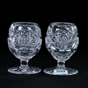 Pair Pedestal Toothpick Holders, American Brilliant Cut Glass