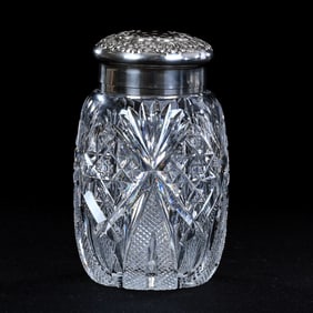 Sugar Shaker, American Brilliant Cut Glass, Pattern Resembles Venetian By Hawkes