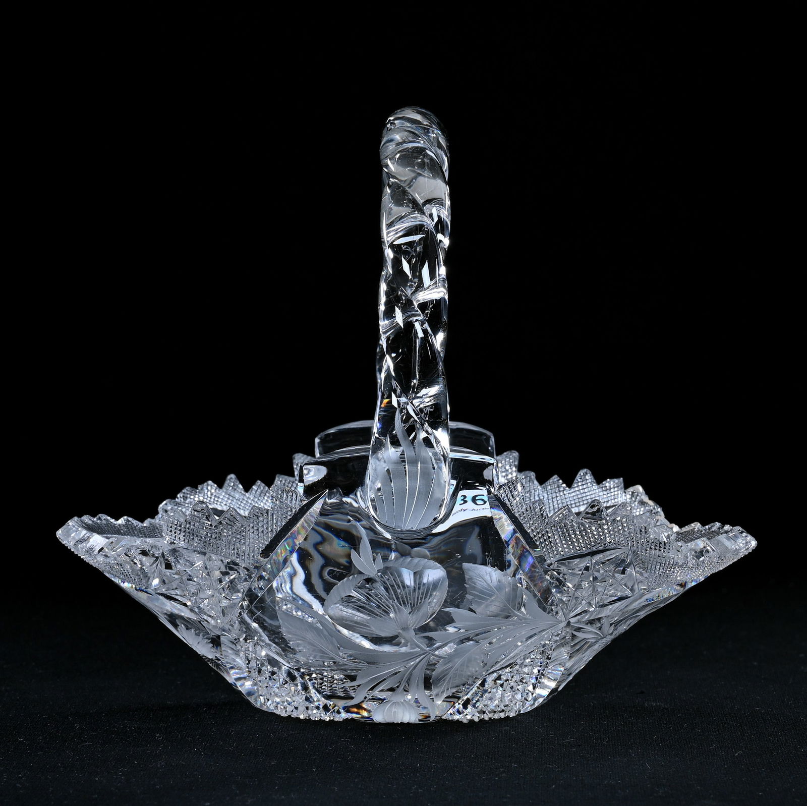 Basket, American Brilliant Cut Glass, Wild Rose Pattern By Tuthill (1 of 9)