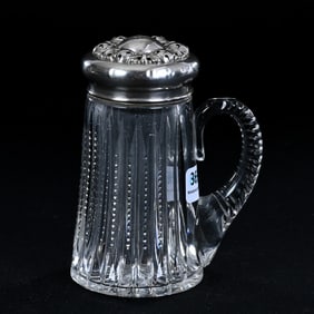 Sugar Shaker With Handle, American Brilliant Cut Glass, Prism Cut Body