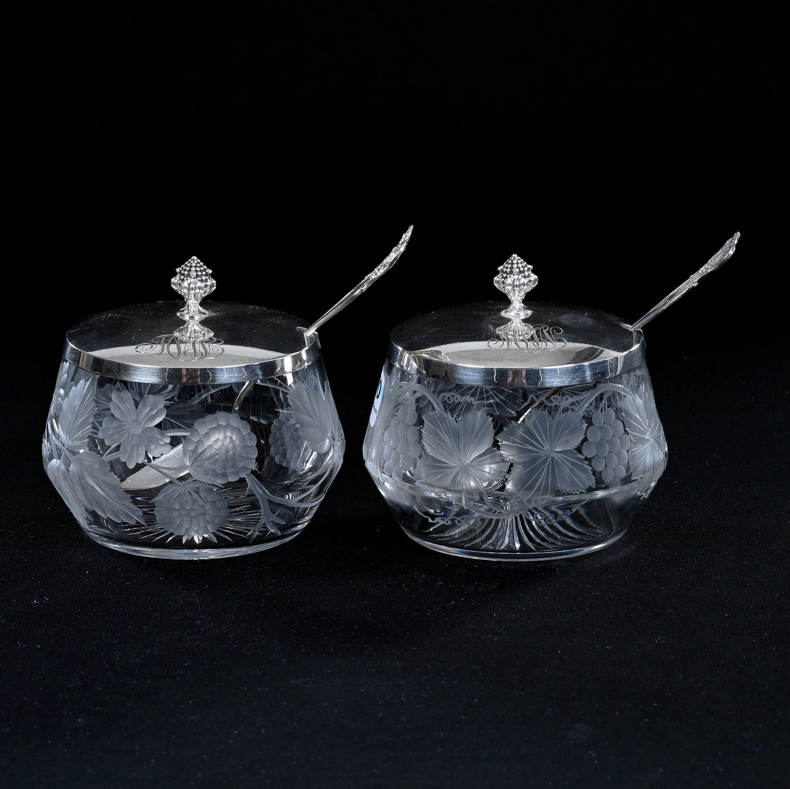 Pair Jam Jars, American Brilliant Cut Glass (1 of 7)