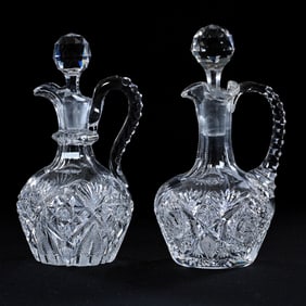 (2) Cruet Bottles, American Brilliant Cut Glass