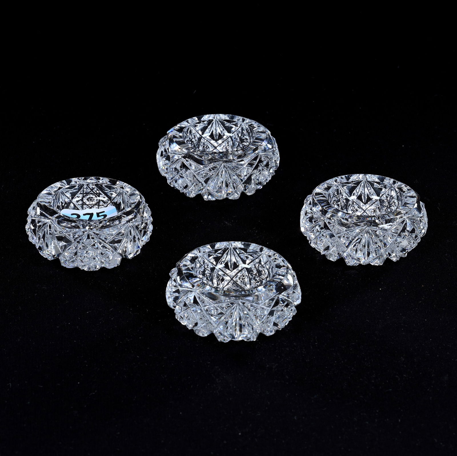 (4) Salt Dips, American Brilliant Cut Glass, Hobstar And Vesica Motif (1 of 3)