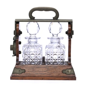 Tantalus Set With Two Cologne Bottles, BPCG, Bottles Are Square With Cane Pattern