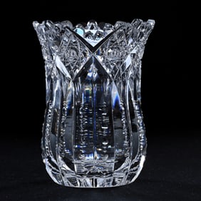 Spooner, American Brilliant Cut Glass, Notched Pillars With Hobstar Border