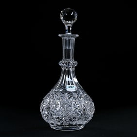 Decanter, American Brilliant Cut Glass, Signed Egginton Orleans Pattern