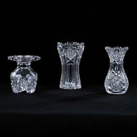 (3) Small Vases, American Brilliant Cut Glass