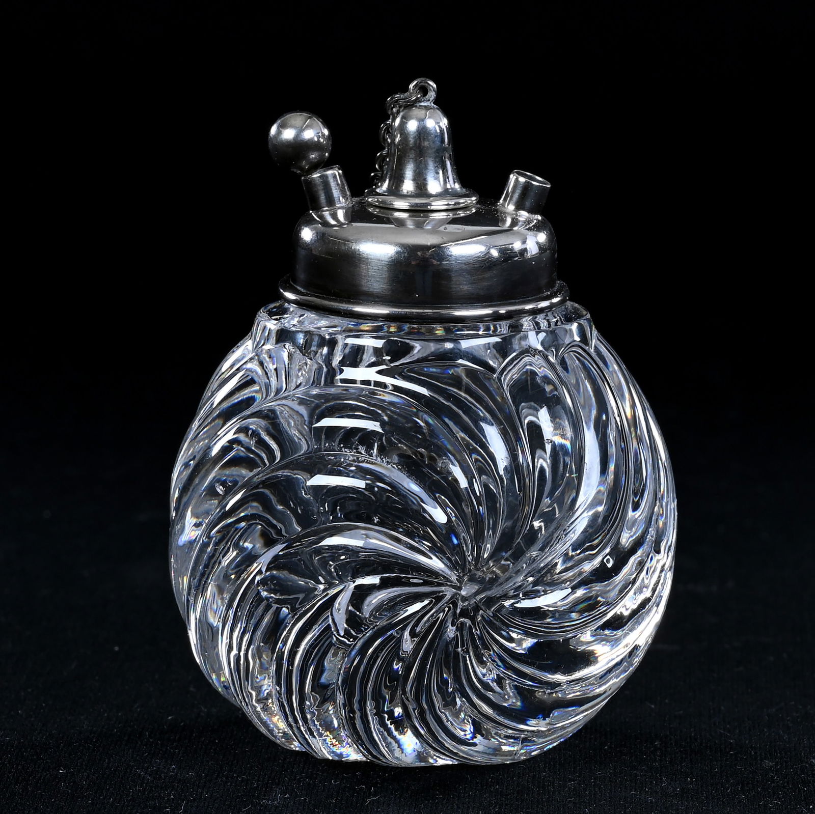 Perfume Lamp, Unmarked Baccarat, Clear Swirl Pattern (1 of 4)