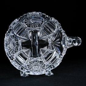Handled Nappy, American Brilliant Cut Glass, Signed Libbey Senora Pattern