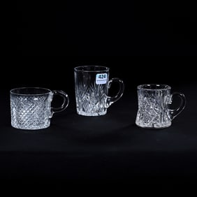 (3) Assorted Mugs, American Brilliant Cut Glass