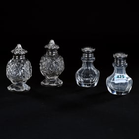 (2) Pair Salt And Pepper Shakers, American Brilliant Cut Glass