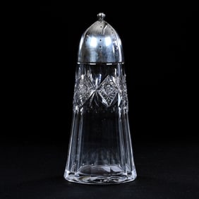 Sugar Shaker, American Brilliant Cut Glass, Signed Sinclaire Flute, Hobstar And Fan Pattern