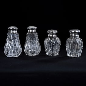 (2) Pair Salt And Pepper Shakers, American Brilliant Cut Glass
