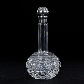 Perfume Bottle, American Brilliant Cut Glass, Diamond And Button Motif