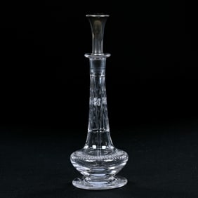 Pedestal Perfume Bottle, American Brilliant Cut Glass, Lightly Engraved Floral Decor