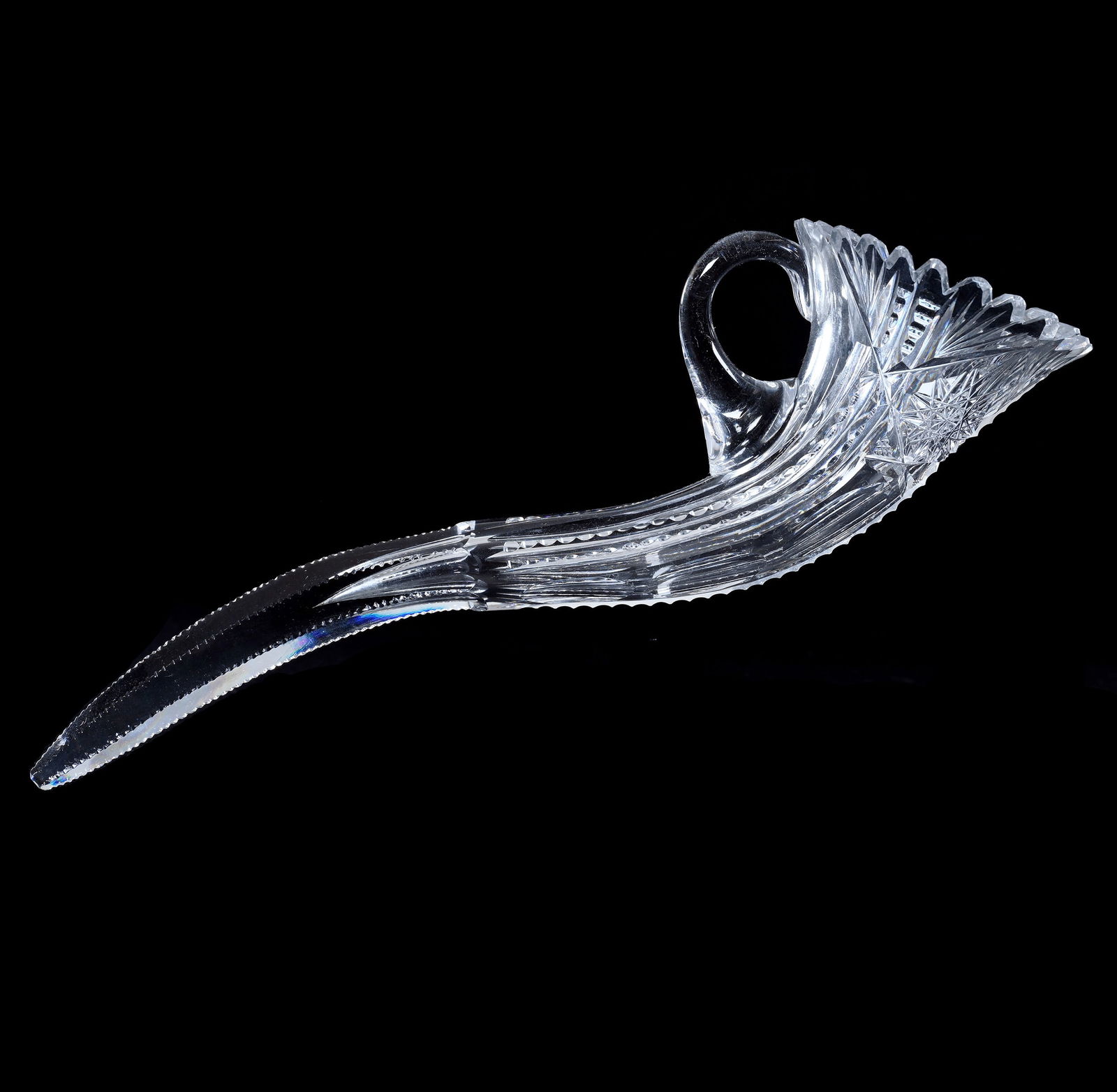 Novelty Handled Cornucopia Vase, American Brilliant Cut Glass (1 of 2)