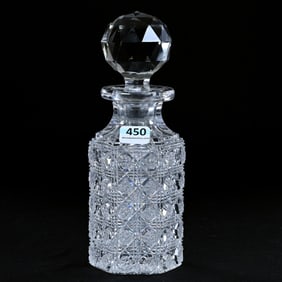 Decanter, Six-Sided, American Brilliant Cut Glass, Triple Miter Pattern