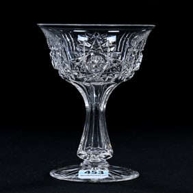 Champagne Stem, Hollow Stem, American Brilliant Cut Glass, Hobstar And Prism Motif