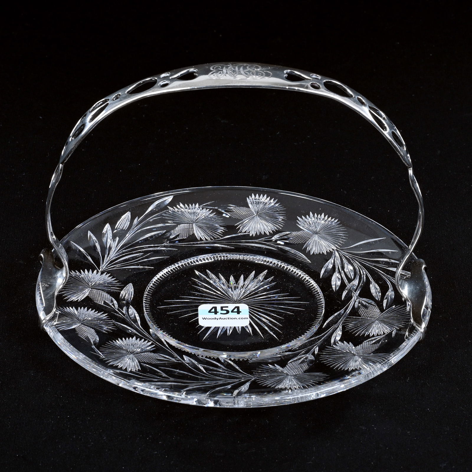 Sandwich Plate, American Brilliant Cut Glass, Engraved Thistle Pattern With Wafer Base (1 of 5)
