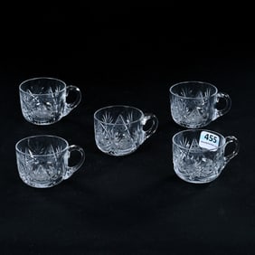 (5) Small Punch Cups, BPCG, Cane, Miter And Fan Motif
