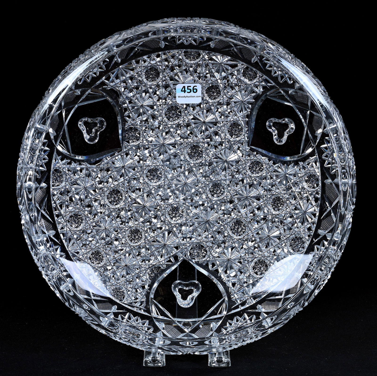 Rolled Rim Bowl, Three Feet, American Brilliant Cut Glass, Hunt's Royal Pattern (1 of 3)