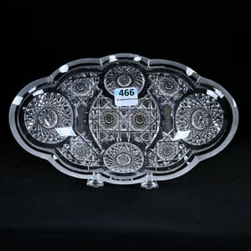 Relish Tray, American Brilliant Cut Glass, Signed Taylor Brothers Bellevue Pattern