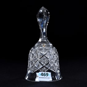 Dinner Bell, American Brilliant Cut Glass, Well Cut Hobstar, Cane, Strawberry Diamond And Star Motif
